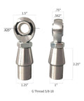 Heavy Duty Heim Joint Kit Featuring 5/8-18 Chromoly Rod End Bearings With Zinc Plated Jam Nuts For Suspension Linkage and Panhard Rods Shop Grade Hardware Built Different For Rugged Mud Crawls And Trail Ready Setup Set Of Two, showing measurements and detailed design.