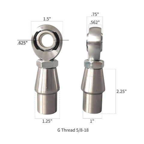 Heavy Duty Heim Joint Kit Featuring 5/8-18 Chromoly Rod End Bearings With Zinc Plated Jam Nuts For Suspension Linkage and Panhard Rods Shop Grade Hardware Built Different For Rugged Mud Crawls And Trail Ready Setup Set Of Two, showing measurements and detailed design.