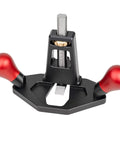 Tough As Nails Handheld Router Plane Featuring Adjustable Stainless Steel And Ebony Blades on a black lightweight alloy frame.