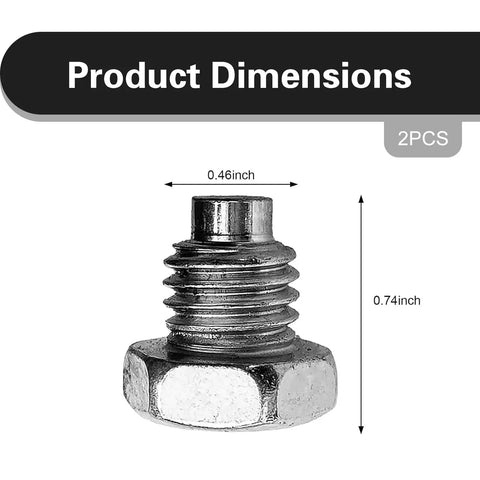 Two Piece Floor Jack Handle Bolt Set For Three And Four Ton Horizontal Hydraulic Jacks With 12 By 1.75 Precision Threads shown with dimensions.
