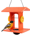 Outdoor Bird Feeder With Gift Box For Orioles, Durable HDPE Jelly Feeder With Fruit Holder And 6 Oz Glass Bowl in garden setting