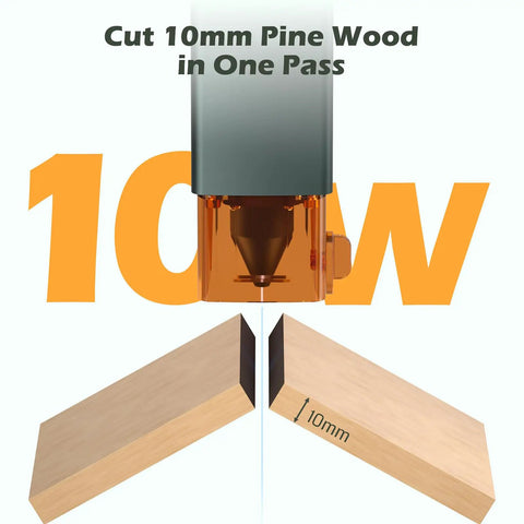 Kortek 10W Laser Engraver Desktop Cutter With Wireless App Control cutting 10mm pine wood in one pass