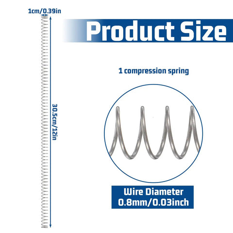 304 Stainless Steel Compression Spring Zero Point Eight Millimeter Wire Diameter 305 Millimeter Length for crafts and repairs