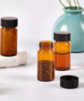 15 Piece Kit Of 10Ml Amber Glass Sample Vials With Black Screw Caps And Pe Liners, 0.34 Oz Tiny Travel Flasks for essential oils.