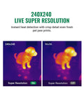 Comparison of thermal images taken with 240x240 super resolution and 96x96 IR resolution using a thermal imaging camera with visual camera.