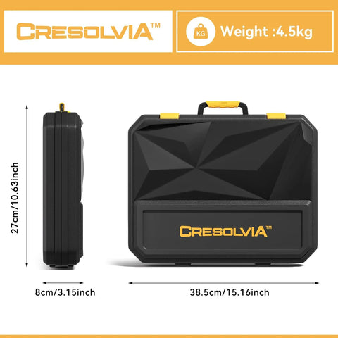 Front and side view of portable toolbox for 209 Piece Home And Auto Repair Tool Kit With Wrench Set And Essential Hand Tools
