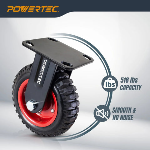 8 Inch Caster Wheels Set Of 4 With 2 Swivel And 2 Fixed Heavy Duty Casters Rubber Knobby Tread
