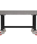 Straight Up Rock Solid Heavy Duty Steel Welding Fixture Table With Smooth Cruising Casters And Laser Cut Precision Mounting Holes For Custom Metalwork Shop Setup At 60X36X36 Inches, top view showcasing surface and casters.