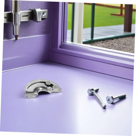 Heavy Duty Stainless Steel Invisible Cabinet Hinges With 90 Degree Stop Action Keep Doors From Swinging Too Far For Kitchen Cabinets And Industrial Equipment Panels installed on purple cabinet door