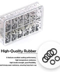 Pro Grade 700 Pcs Watch Crown O Ring Kit With 12 Sizes From 1.4mm To 2.8mm Rubber Gaskets in labeled box, durable case