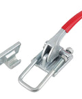 Beefy Heavy Duty Toggle Latch Clamp With 7716 Lbs Capacity Adjustable Threaded U Bolt Self Lock Tire Carrier Latch 40380 Pull Action Toggle Clamp Tool With U Hook, red handle