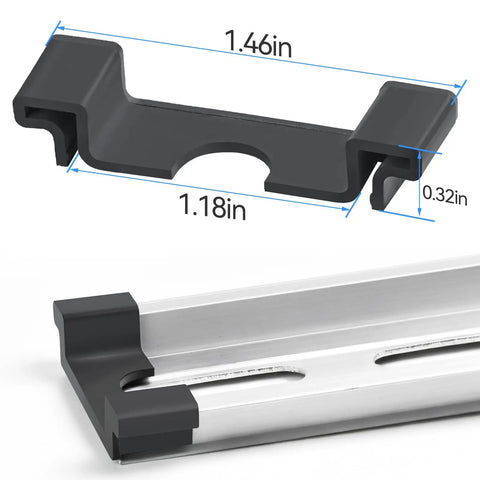 Easy Snap DIN Rail Protective Cover For 35mm Wide Standard Rails, RoHS Certified PA66 Nylon Guard, 50 PCs Set, side view.
