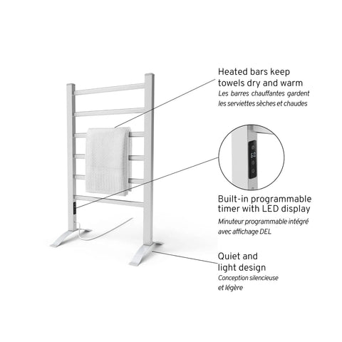 Towel Warmer With Built In Timer And LED Indicators No Fuss Auto Shutoff After 1 To 8 Hours Quiet Fast Heating Temperature Adjustable Freestanding Aluminum
