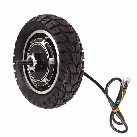 10 Inch Wheel Hub Motor Assembly Delivering Badass Torque 36V To 60V Electric Bike Conversion with rubber tire and wiring.