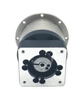 Smooth Slick Circular Flange Helical Planetary Gearhead Low Backlash Speed Reducer For Nema 23 34 Servo Motor showing top view with mounting holes.