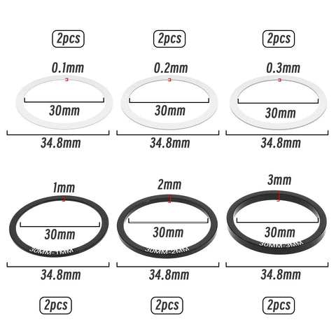 12 Piece 30Mm Bike Bottom Bracket Washer Set With Stainless Steel Shims And Aluminum Spacers For BB86 BB91 BB92 BB30 PF30 Road Cranksets