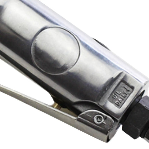 Close-up of Heavy Duty Air Impact Wrench And Right Angle Pneumatic Ratchet Crafted From Chrome Vanadium Steel, showcasing the input and button.