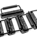 Spring Loaded Case Handle Set Two Pack Heavy Duty Black Surface Mount Chest Handles 140 By 80 Millimeters, non-slip rubber grip