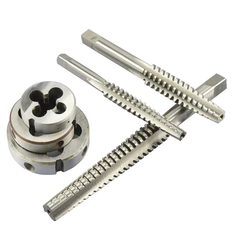 Premium HSS Trapezoidal Tap And Die Set 2 Piece Right Hand Machine Kit For Precision Metalworking Threading Projects With Durable Steel Construction That Slaps And Gets The Job Done Super Fast.