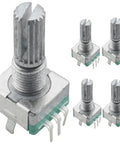EC11 Rotary Encoder With Switch Pro Grade Digital Potentiometer 20mm Plum Blossom Shaft 5 Pin 5 Pack For Audio Amplifiers Mixers And Headphones Durable Plastic Housing With Sturdy Metal Shaft
