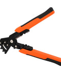 Multi Function Wire Splitting Stripper Pliers With Built In Wrench And Multi Angle Wire Bender Cable Stripper in chrome steel with orange grip