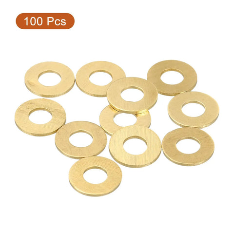 Brass Flat Washers M6 Set, 14mm OD, 1mm Thick, 100 Pack, Rust-Resistant Seal Rings For Screws Bolts Nuts, Great For Auto, Marine, And DIY Projects Everyday Use, 100 pcs