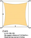 Diagram of Rectangle Sun Shade Sail 10 By 13 Permeable Canopy Yellow Outdoor Shade for Patio Garden Backyard Deck with size details.