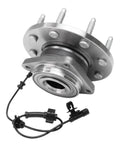 4WD Front Wheel Bearing Hub Assembly For 2011 2012 2013 2014 2015 2016 2017 2018 2019 Chevrolet Silverado 2500 HD And GMC Sierra 3500 HD Replacement Wheel Bearing And Hub Kit, front view with ABS sensor and 8-bolt flange