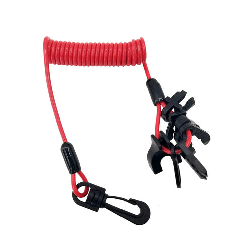 Universal Boat Kill Switch Key Set with rugged safety lanyard cord, suitable for Mercury, Yamaha, Honda, marine engines.