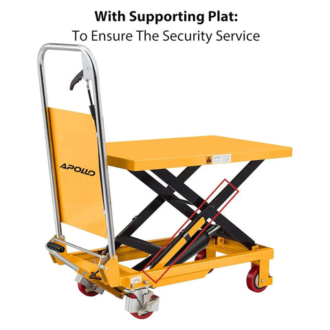 Heavy Duty Hydraulic Lift Table Cart With 330 Pound Capacity And 29.1 Inch Lift Height Single Scissor Lift On Four Wheels