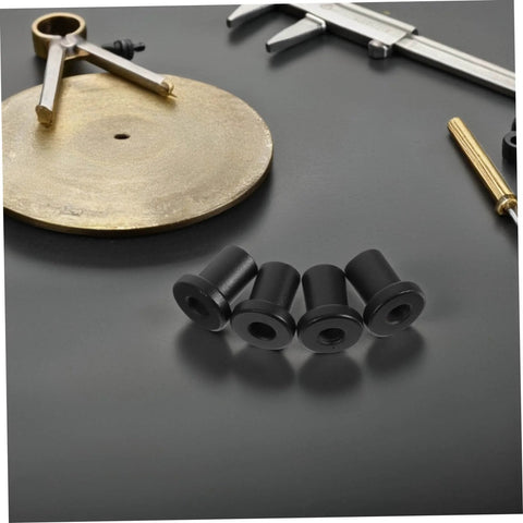 Beefy Carbon Steel Sliding Barn Door Clamps 4 Pack with metal caliper and round plate on table