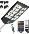 1000W Solar Street Light 80000LM Dusk To Dawn Outdoor Flood Lights Waterproof Security Lighting with remote and arm bracket