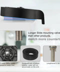 Glass Rinser For Kitchen Sink With Faucet, Bottle And Cup Washer, 360 Degree Water Spray, black finish with extended rod.