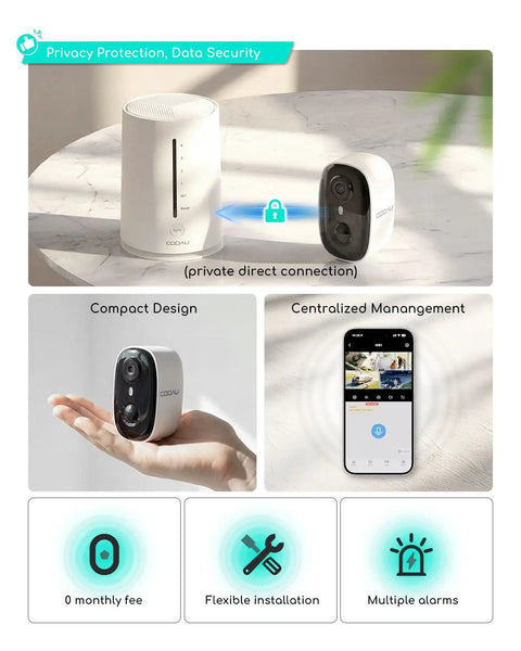 4MP Wireless Outdoor Security Camera Solar Powered No Subscription PIR Detection 2.5K Color Night Vision Wide Area Coverage