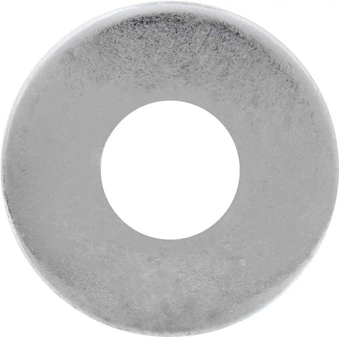 Premium Zinc Plated Low Carbon Steel Flat Washers 7/16 Inch SAE Pattern front view showing smooth surface and central hole.