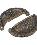 Antique Bronze Lion Head Cabinet Pulls 2.75 Inch Vintage Half Round Dresser Handles For Wardrobe Cupboard Drawer Hardware Set Of 2