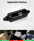 Inline Fuel Filter 100 Micron With 6AN 8AN And 10AN Adapters Universal 50mm Size Aluminum Alloy Can Stainless Steel Element