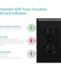 2 Pack Self Test GFCI Outlets Tamper Resistant And Weather Resistant Receptacles With LED Indicator 15 Amp 125 Volt UL Listed Black