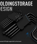 25-Piece Folding Allen Key Set 3-Pack SAE And Metric Hex Keys Torx Star Keys with 90-degree right angle view