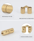 Slick Concealed Barrel Hinge In Gold Zinc Alloy Finish with precision pivot for jewelry boxes, hidden barrel design displayed