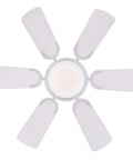 Top view of Petite Indoor Ceiling Fan With Light 30 Inch White For Small Rooms Up To 100 Sq Ft featuring six blades and center light.