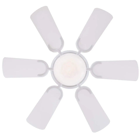 Top view of Petite Indoor Ceiling Fan With Light 30 Inch White For Small Rooms Up To 100 Sq Ft featuring six blades and center light.