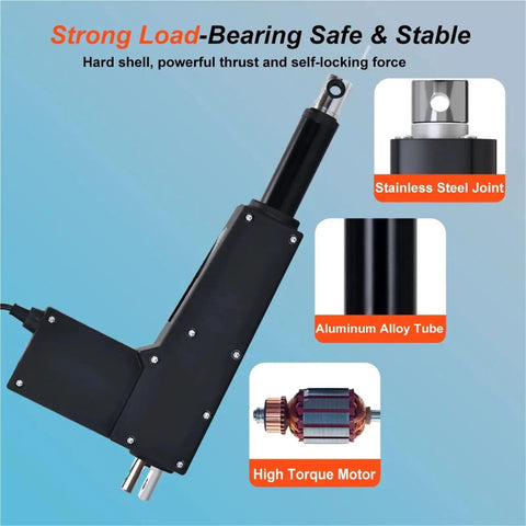 8000N Heavy Duty Electric Linear Actuator 12V 24V 800Kg Load 50mm To 1000mm Stroke with stainless steel joint and aluminum alloy tube