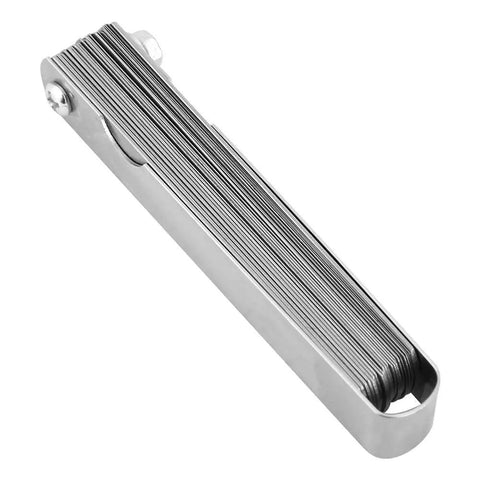 Dual Metric And Imperial Stainless Steel Feeler Gauge Ruler For Welding Gap And Slot Measurements, stack view of blades