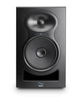 Front view of LP-6 V2 6.5 Inch Powered Studio Monitor Low Noise Biamped for Music Production with Pro Grade Clarity and Flat Frequency Response 80W 115dB Max SPL TRS RCA XLR Inputs Single Black.