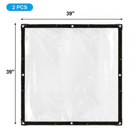 Two Pack Clear Tarp Covers Heavy Duty Waterproof Tarpaulin With Grommets For Garden Greenhouse Balcony Patio And Outdoor Use Tear Resistant Weatherproof 39 By 39 Inch Rain Snow Wind Protection