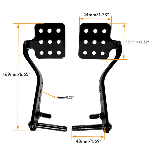 Go Kart Pedals Kit With 71 Inch Throttle Cable And Brake Return Springs For Predator 196cc 212cc 6.5hp Road Rocket Azusa Radio Flyer Vintage Carter Super Wheel Kids Go Kart showing metal pedal dimensions.