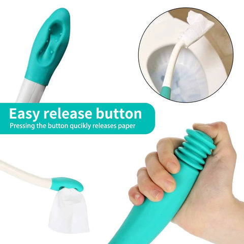 Long Reach Comfort Toilet Wiping Aid For Limited Mobility Easy Self Assist Tool with ergonomic grip and easy release button.