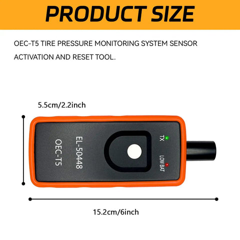 Expert Grade Tpms Relearn Tool And Tire Pressure Sensor Activation Programmer El 50448 Oec T5 showing dimensions 15.2cm x 5.5cm.