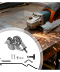 Heavy Duty Electric Drill Shear Plate Cutter Metal Sheet Nibbler Tool; rotary scissors cutting steel with sparks.